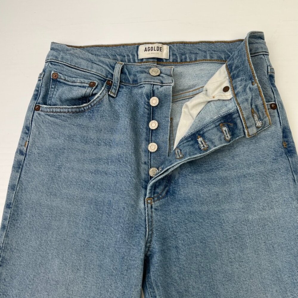 Agolde Jean Women 27 Riley High Rise Crop 26x25 Button Fly Organic Denim Core No - Picture 3 of 11